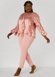 Ruffled Textured Satin Blouse