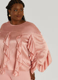 Ruffled Textured Satin Blouse