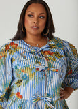 Striped And Floral Peplum Shirt