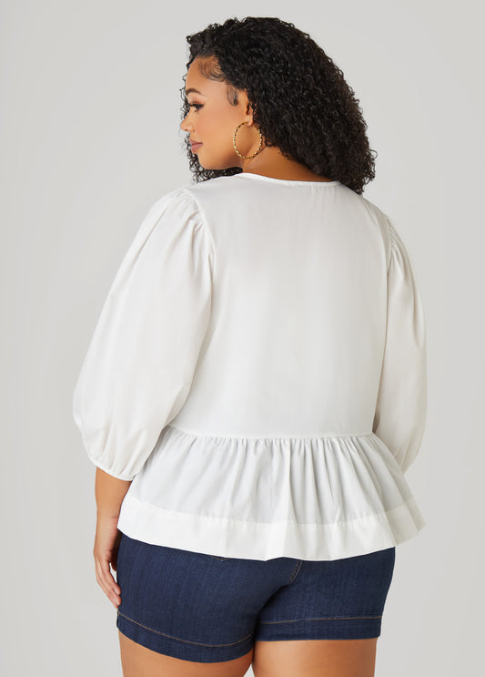 Tie Front Peplum Top