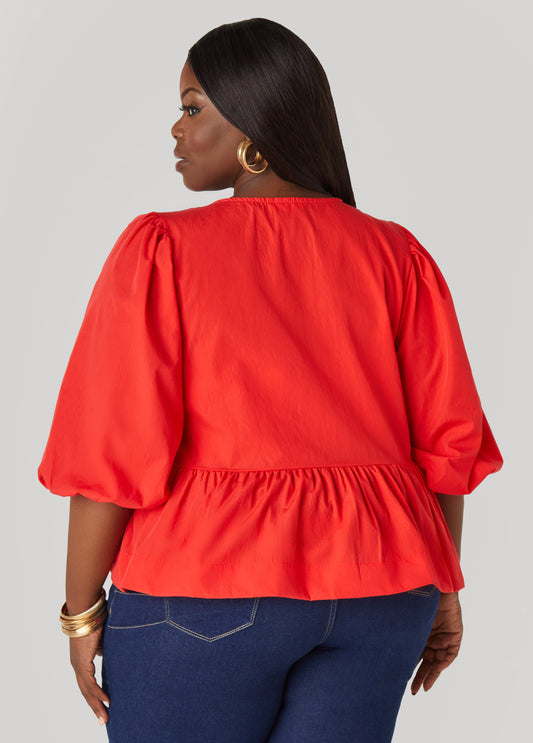 Tie Front Peplum Top