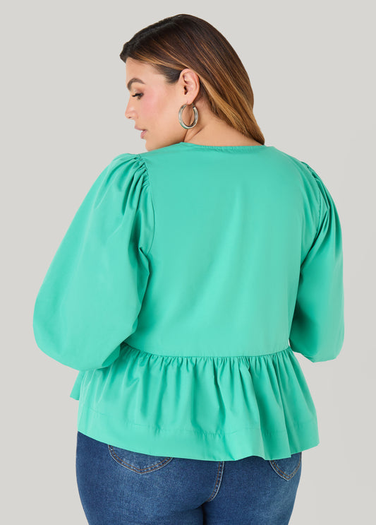 Tie Front Peplum Top
