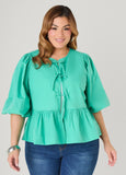 Tie Front Peplum Top