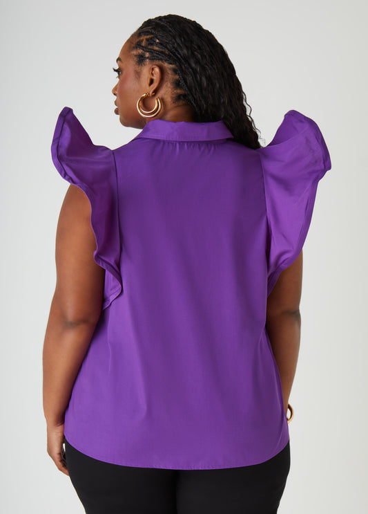 Ruffled Stretch Cotton Shirt
