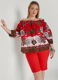 Off The Shoulder Scarf Print Top