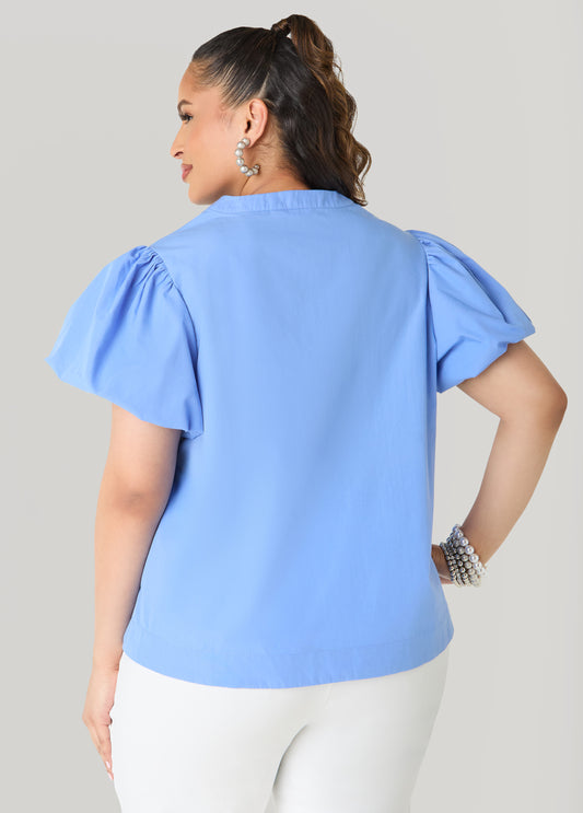 Puff Sleeve Embroidered Top