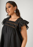 Lattice Trimmed Poplin Shirt
