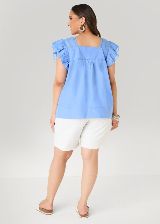 Lattice Trimmed Poplin Shirt