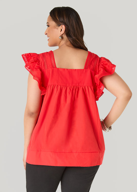 Lattice Trimmed Poplin Shirt