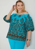 Plus Size Off The Shoulder Cotton Blouse
