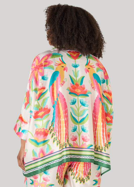 Parrot Print Satin Shirt