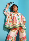 Parrot Print Satin Shirt