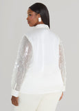 Sequined Mesh And Satin Shirt