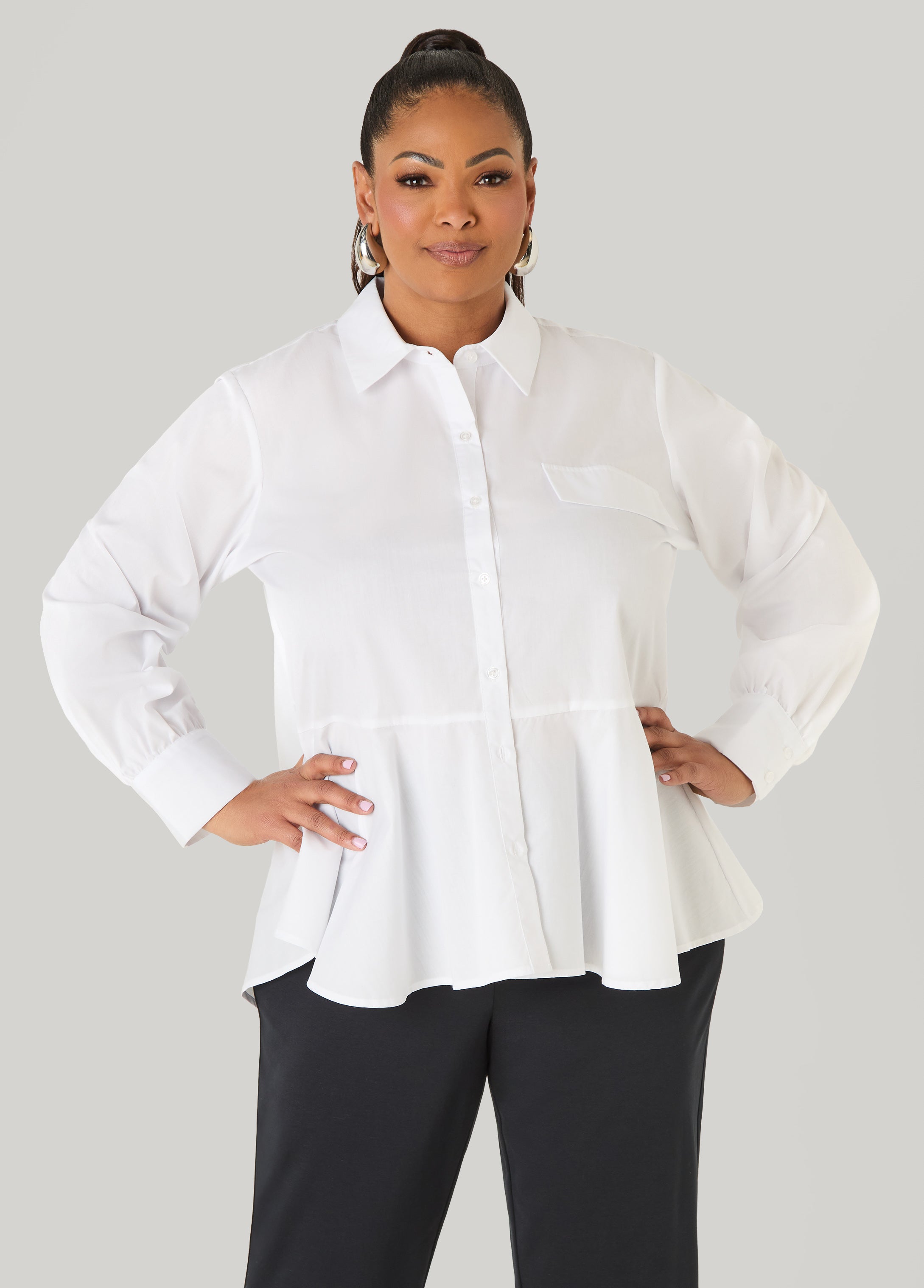Peplum Poplin Shirt