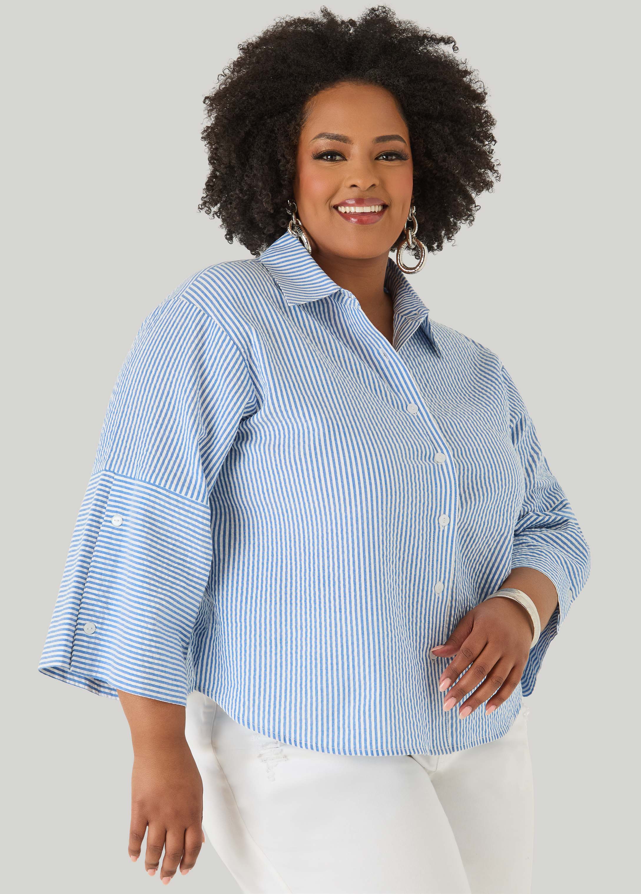 Seersucker Cotton Shirt – Ashley Stewart