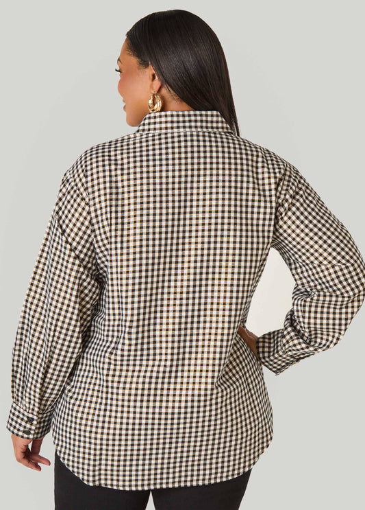 Metallic Plaid Cotton Blend Shirt