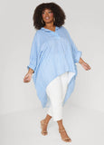 Striped Hi Low Linen Blend Top