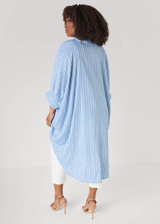 Striped Hi Low Linen Blend Top