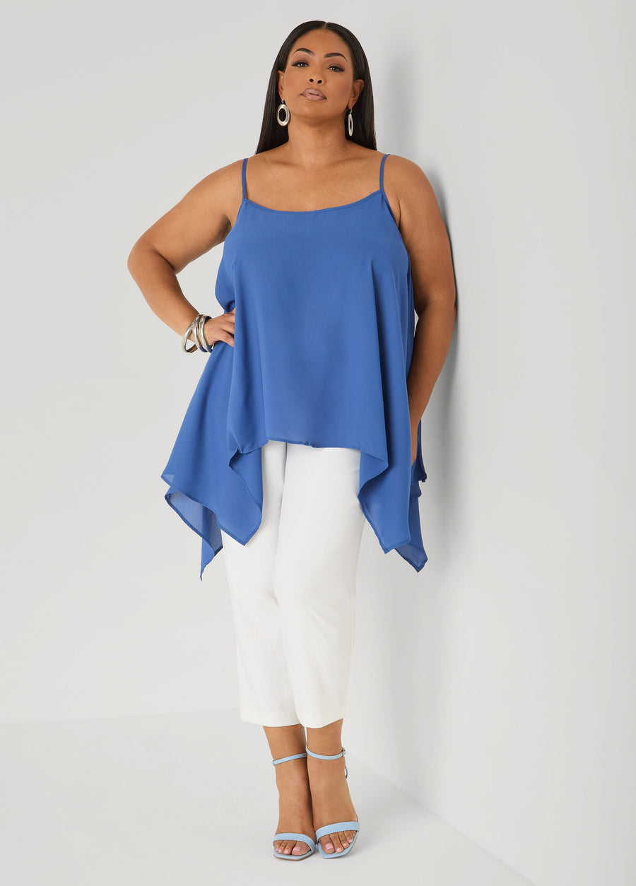 Plus Size Crepe Handkerchief Tank