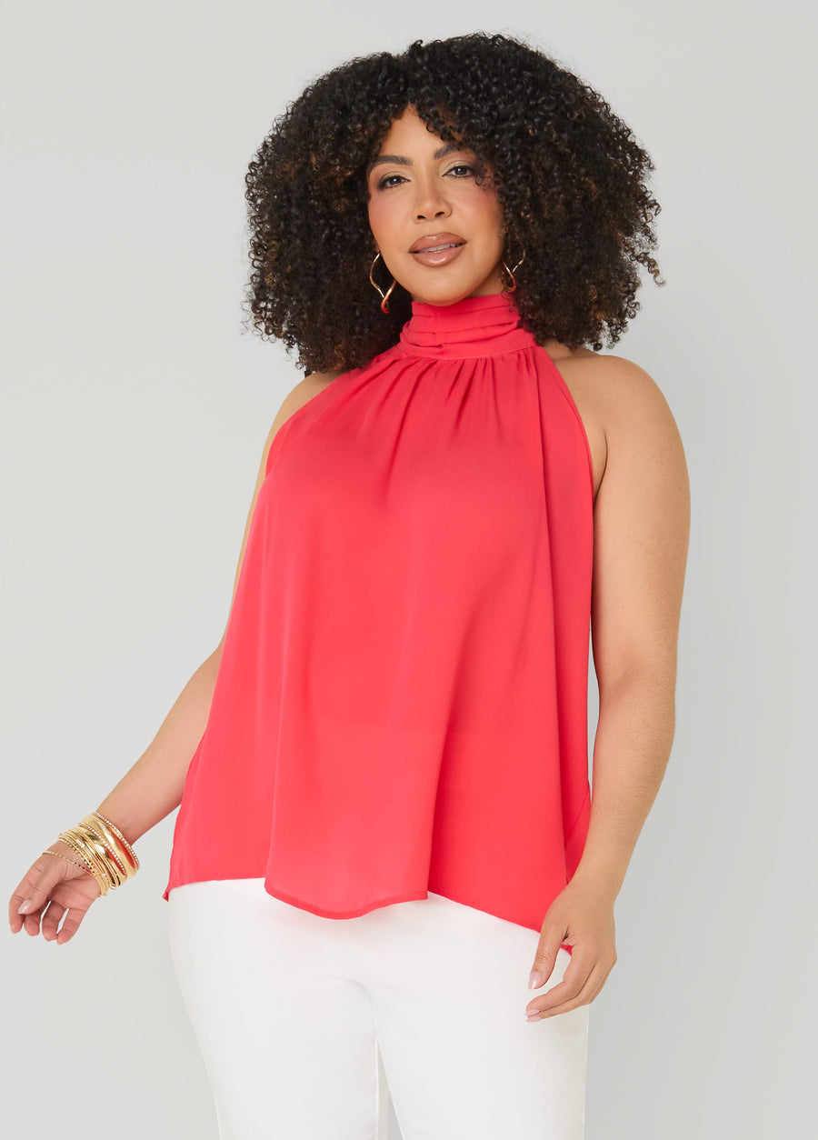 Crepe High Neck Top