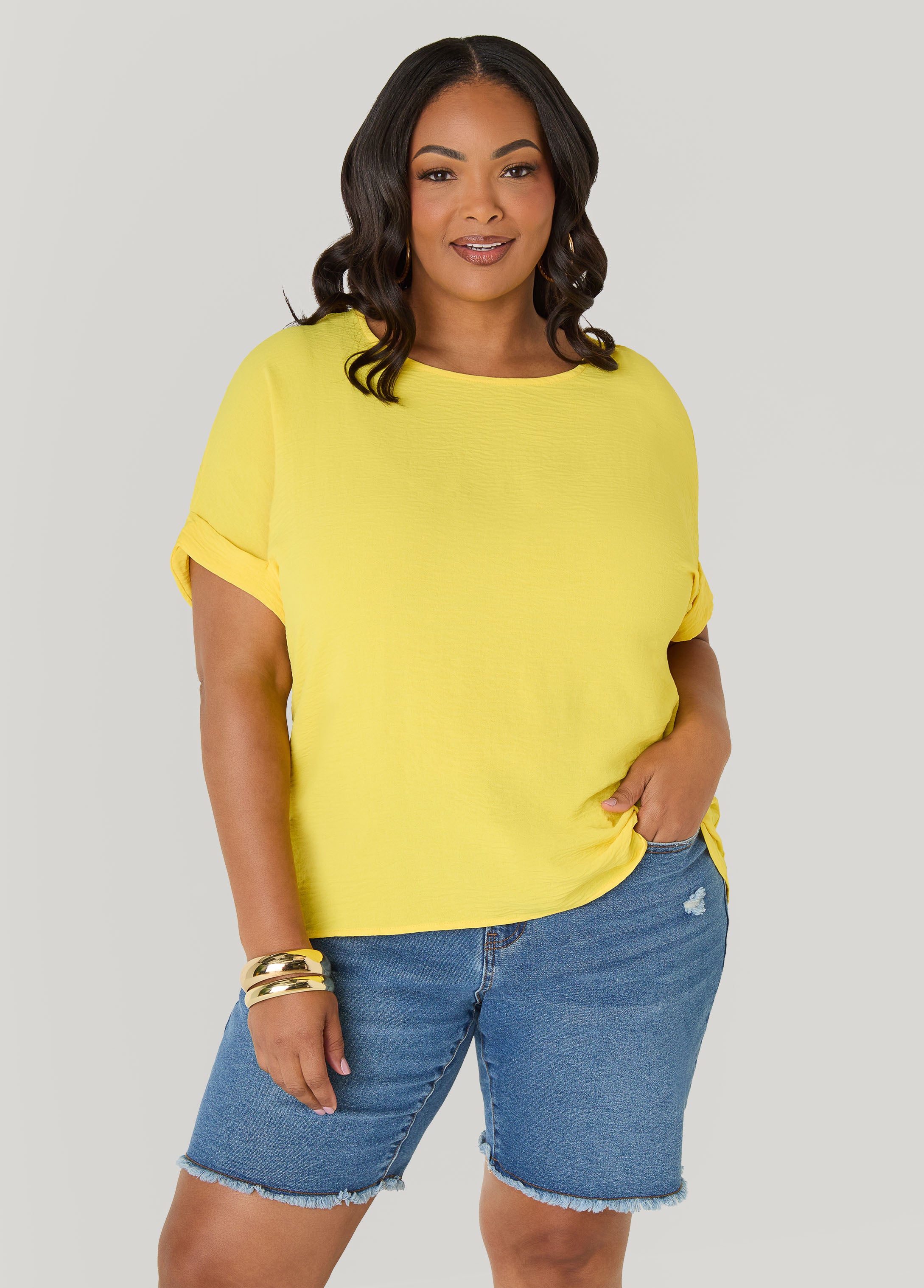 Cuffed Textured Top