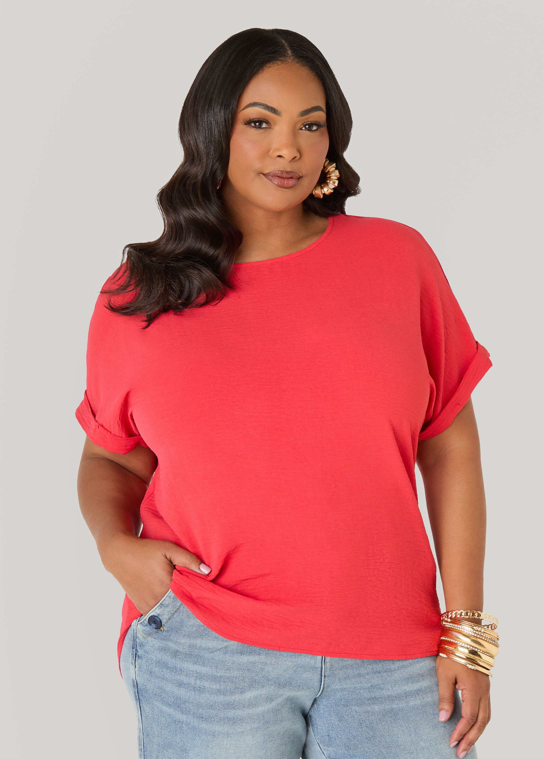 Cuffed Textured Top
