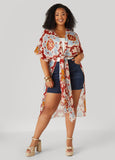 Scarf Print Chiffon Duster