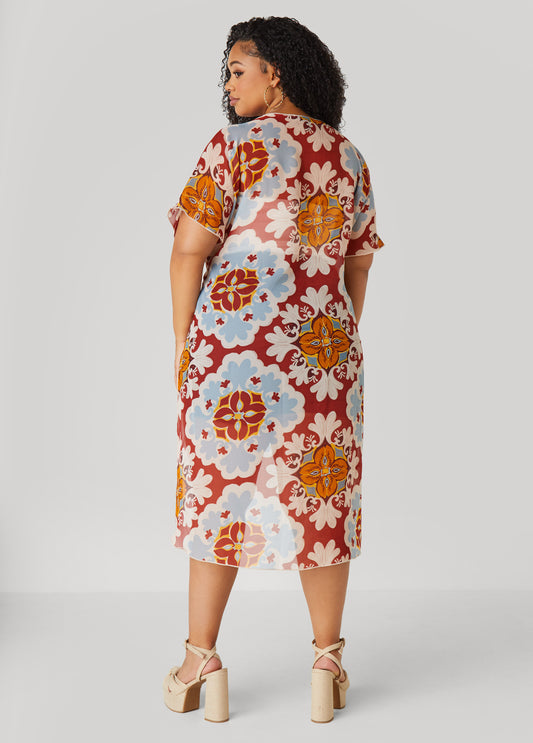 Scarf Print Chiffon Duster