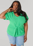 Tie Front V Neck Top