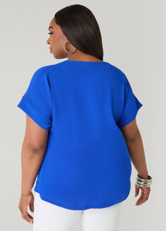 Tie Front V Neck Top