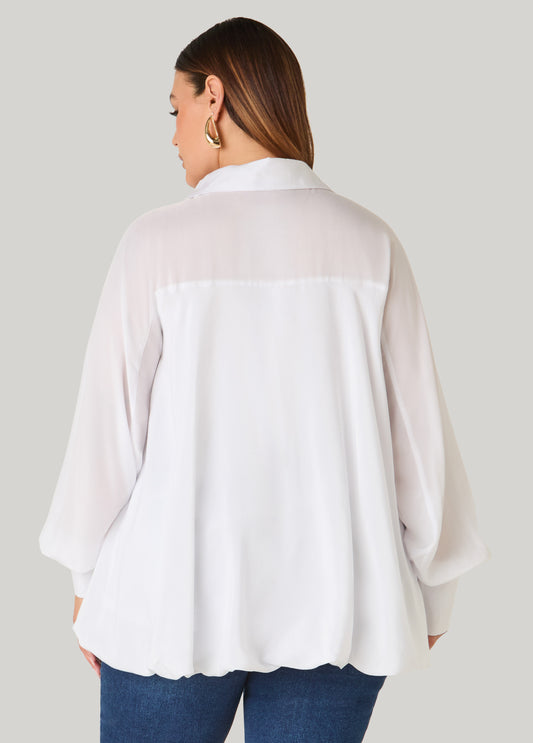 Poplin Hi Low Bubble Top