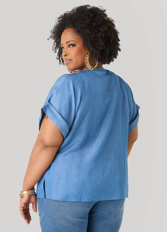 Cuffed Chambray Tee