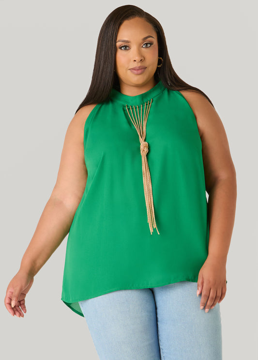 Knotted Chain Trimmed Top