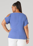 Textured Cold Shoulder Top