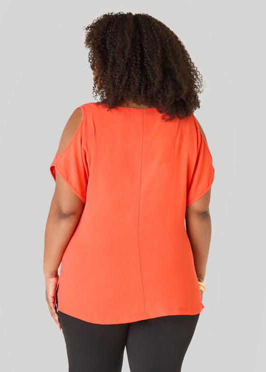 Textured Cold Shoulder Top