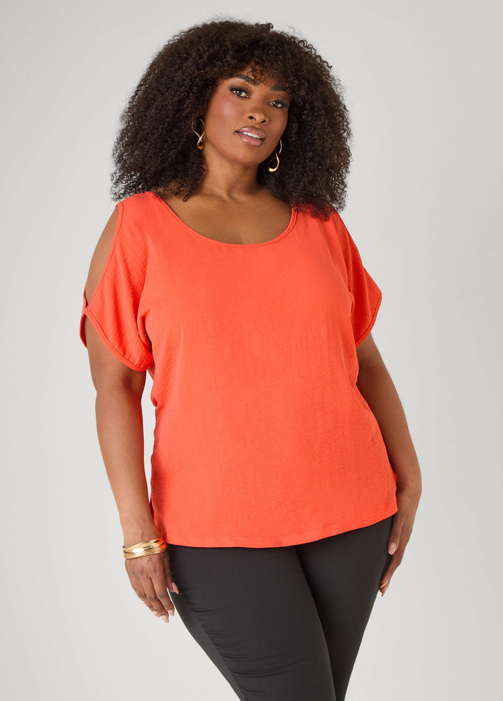 Textured Cold Shoulder Top – Ashley Stewart
