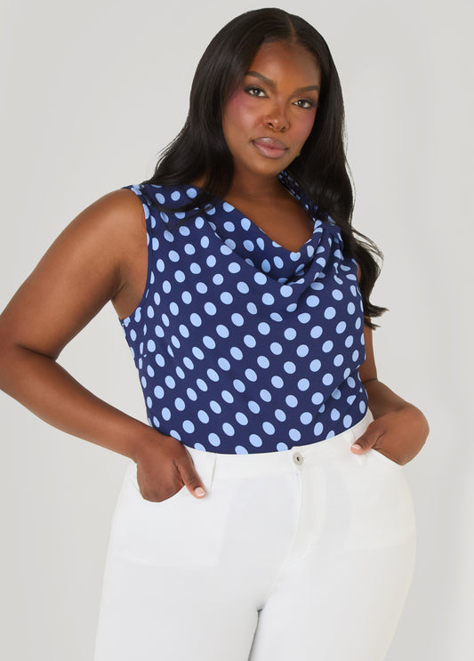 Polka Dot Cowl Neck Top