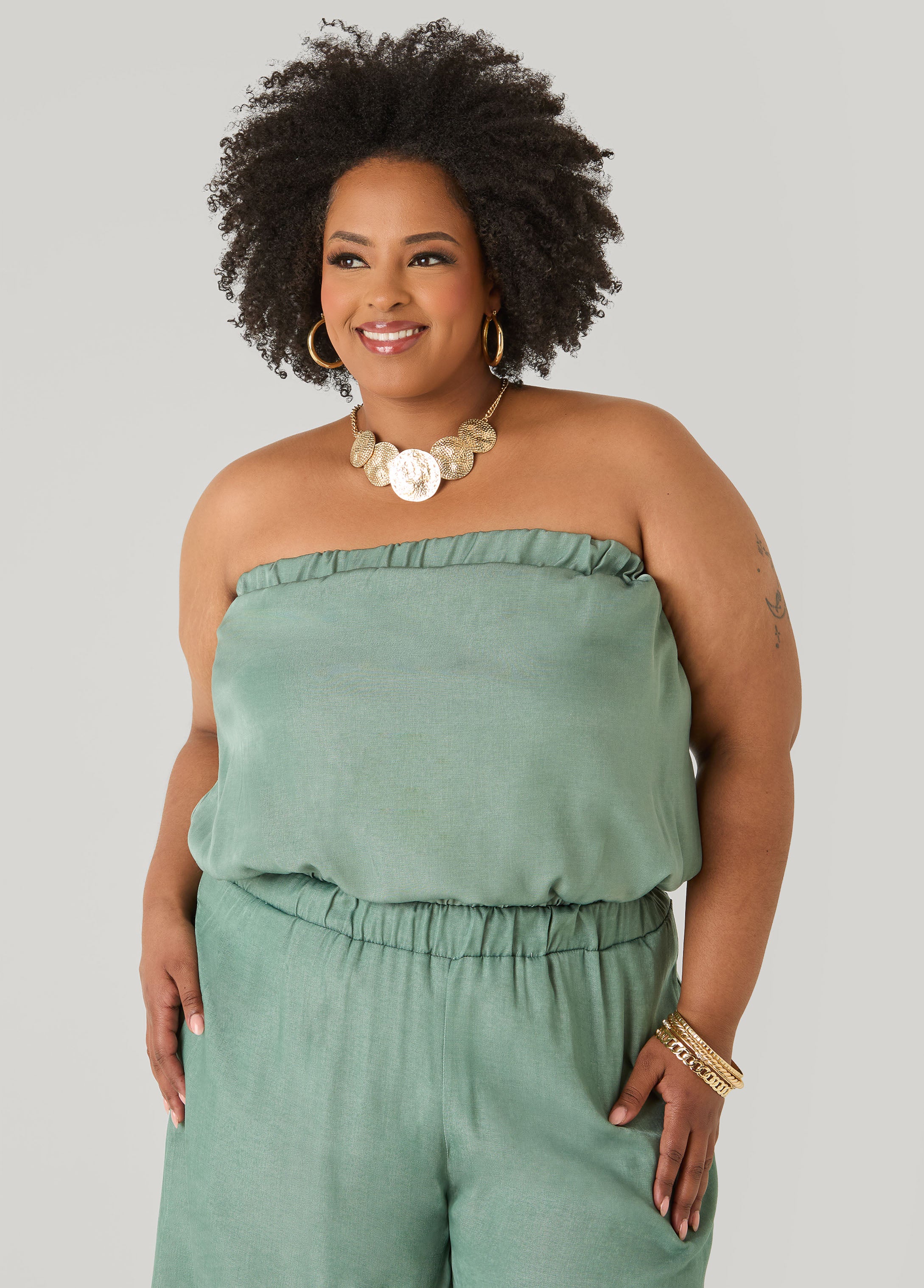 Chambray Bubble Tube Top