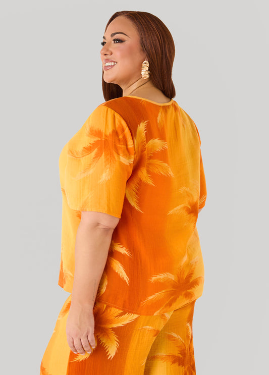 Palm Print Cotton Gauze Shirt