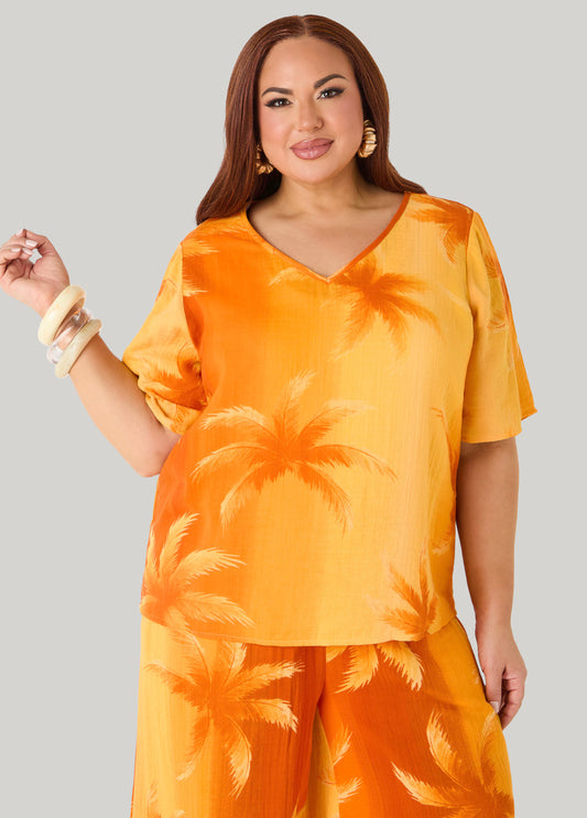 Palm Print Cotton Gauze Shirt