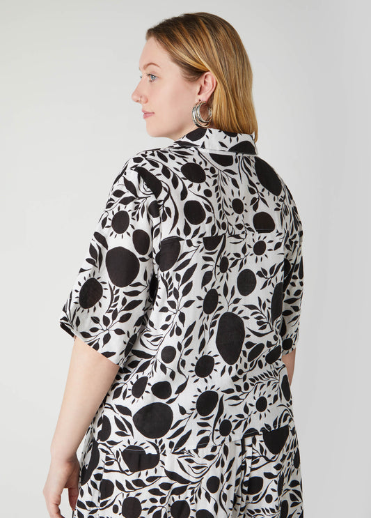 Floral Tie Front Cotton Shirt