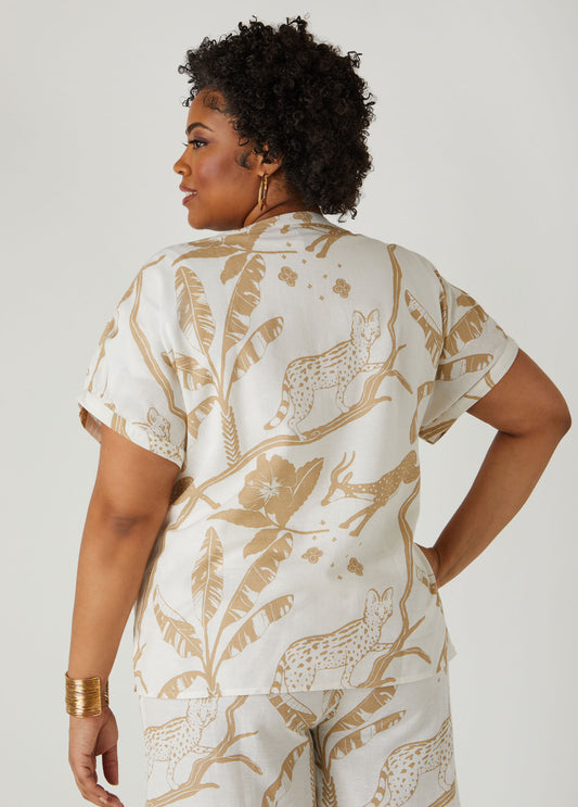 Printed Button Front Tunic