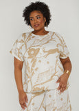 Plus Size Printed Button Front Tunic