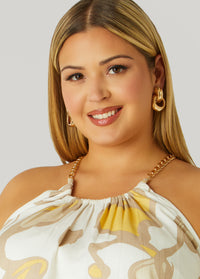 Printed Chain Trimmed Top