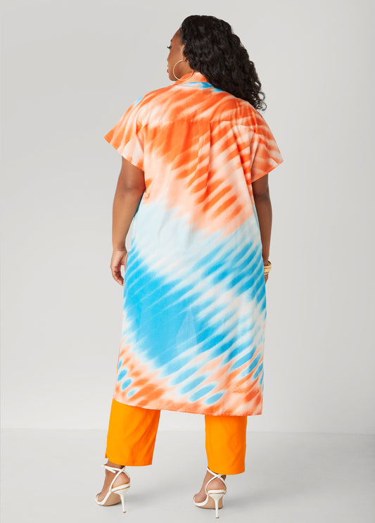 Tie Dyed Cotton Duster Shirt