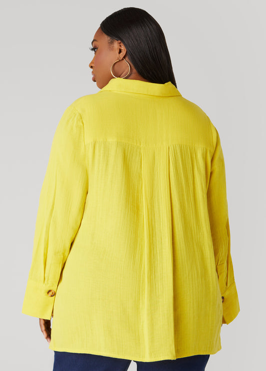 Button Detailed Cotton Gauze Shirt