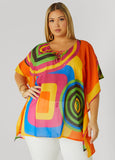 Plus Size Printed Lace Up Tunic