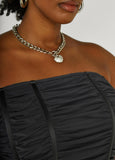 Strapless Ruched Mesh Corset Top
