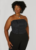 Strapless Ruched Mesh Corset Top