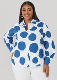 Blue Dot Button Front Shirt